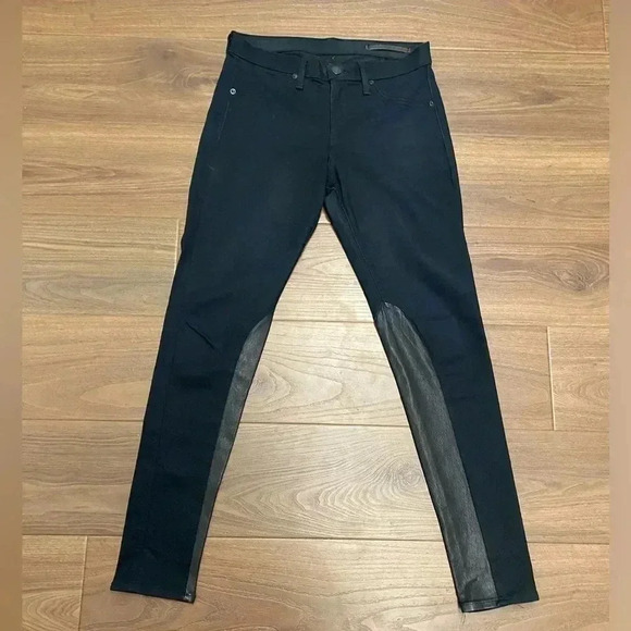 Rag & Bone women’s jodhpur skinny jeans leggings midnight size 28 leather inset - Picture 2 of 9